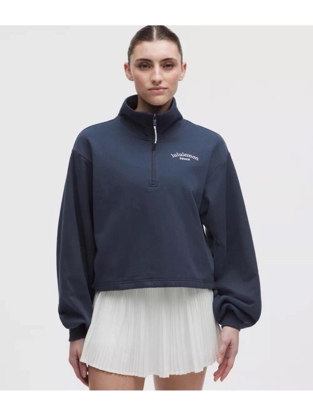 Lululemon Deuce Cotton Terry Tennis Half-Zip Sweatshirt Sz SMALL NWT - Picture 6 of 7